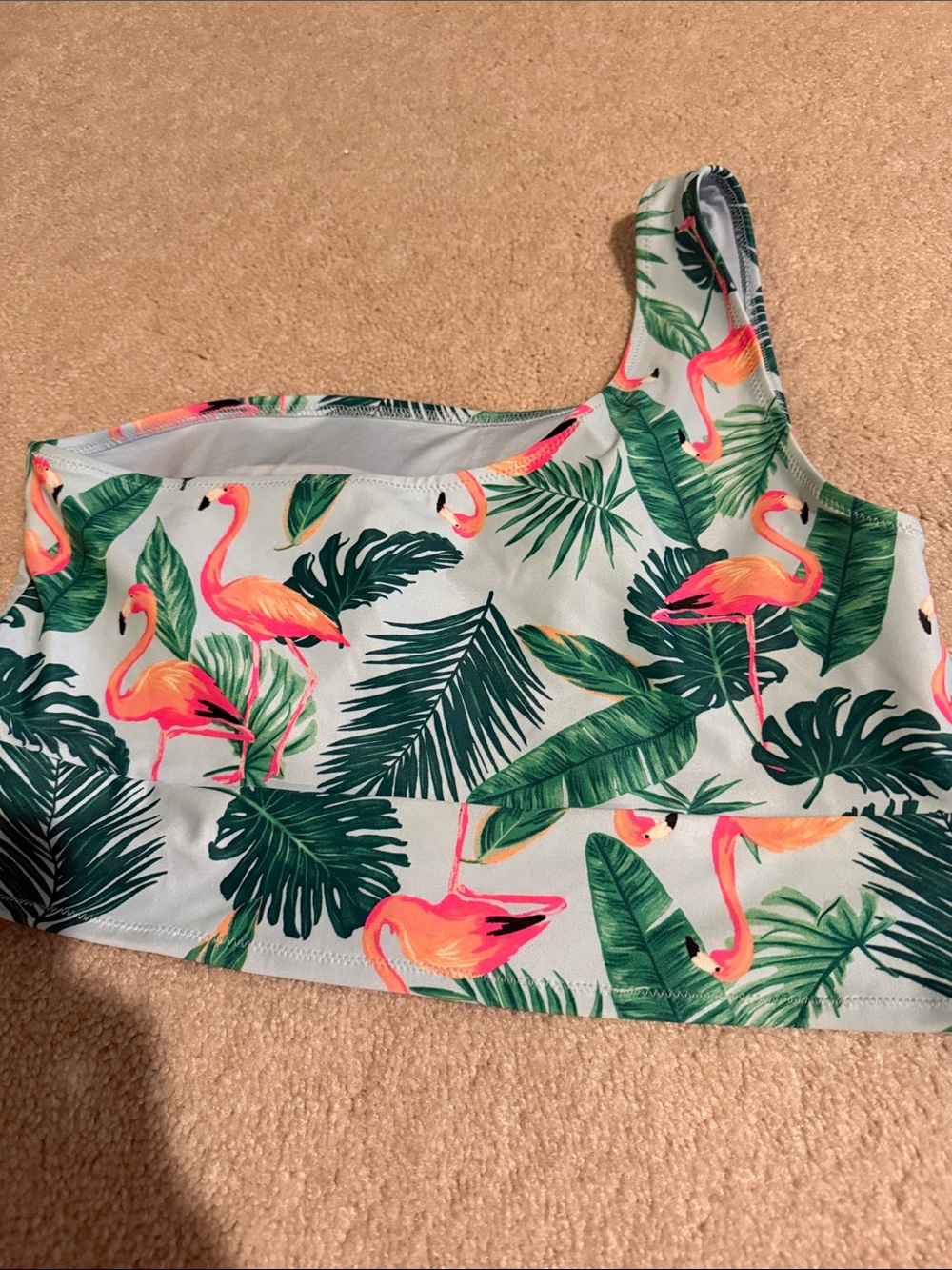 Old Navy Tropical Flamingo Print Bikini Top - Green & Pink - Picture 5 of 7